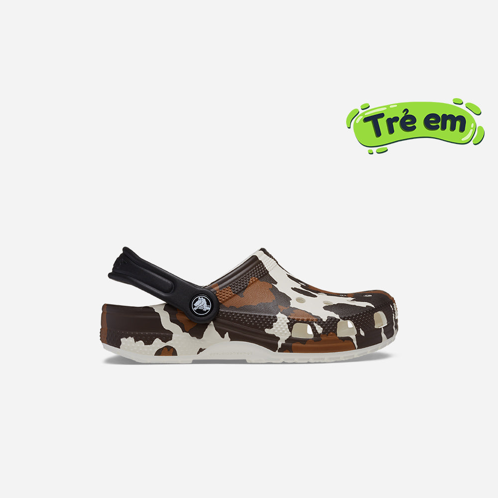 Giày Clog Trẻ Em Crocs Classic Cow Print - Nâu
