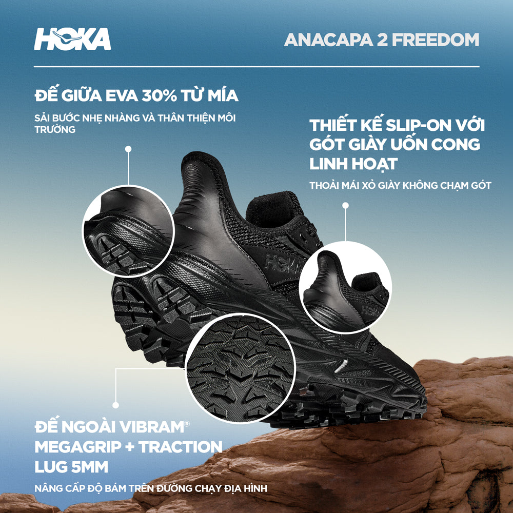 Giày Leo Núi Nam HOKA Anacapa 2 Freedom - Đen